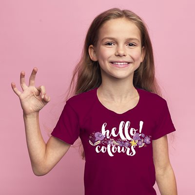 Tričko dívčí, Colours - Hello, vínové 10-13 let image